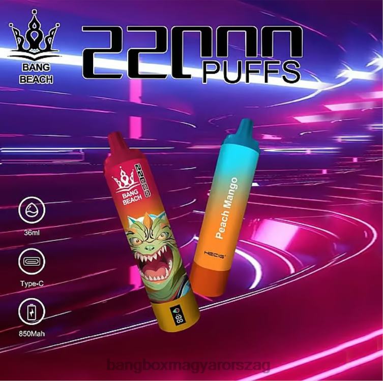 Bang Box Vape - Bang Beach 22000 puffadásos intelligens képernyő Z86J624 őszibarack mangó